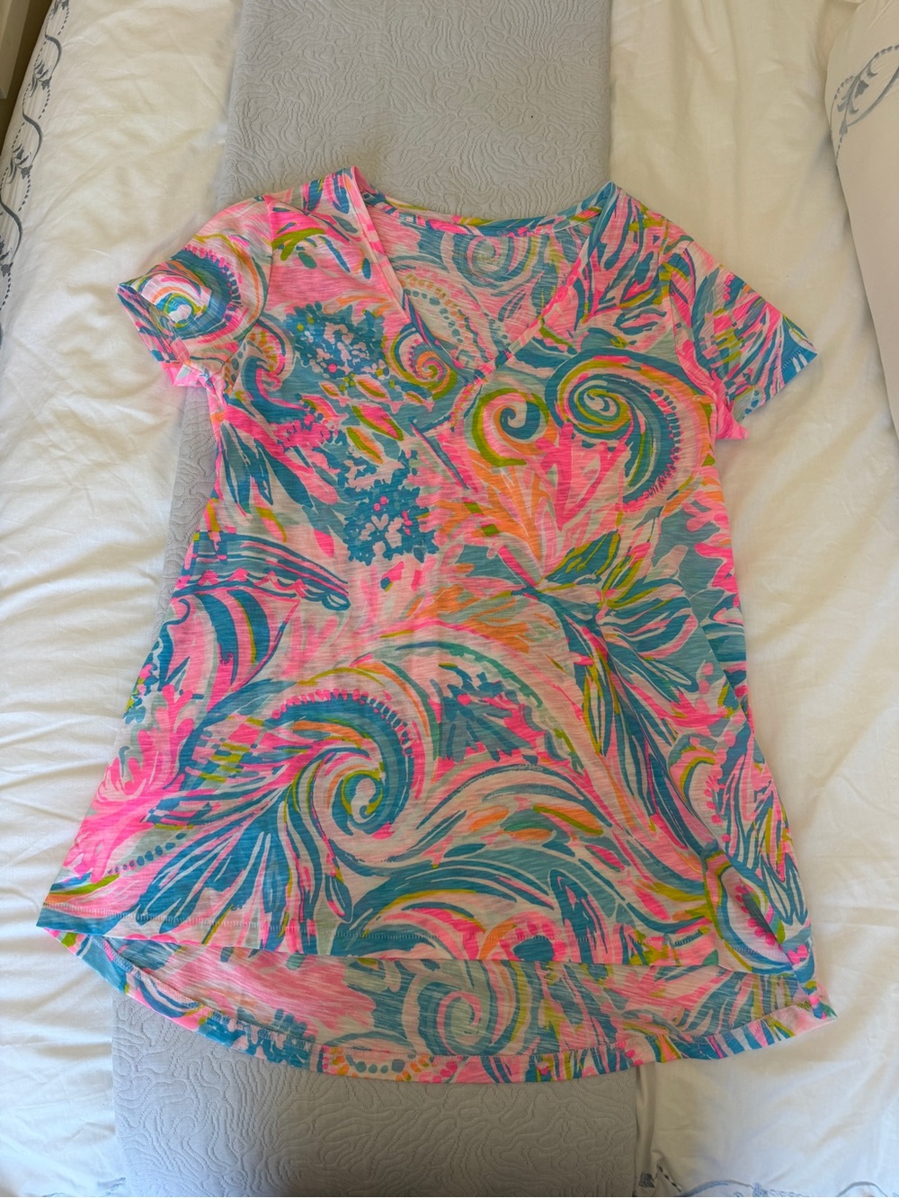 Lilly Pulitzer Etta V-Neck Top in Carnivale Coral